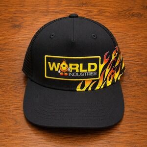 World Industries Hat Mens Snapback Flame Boy Skateboarding Skater Street Y2K